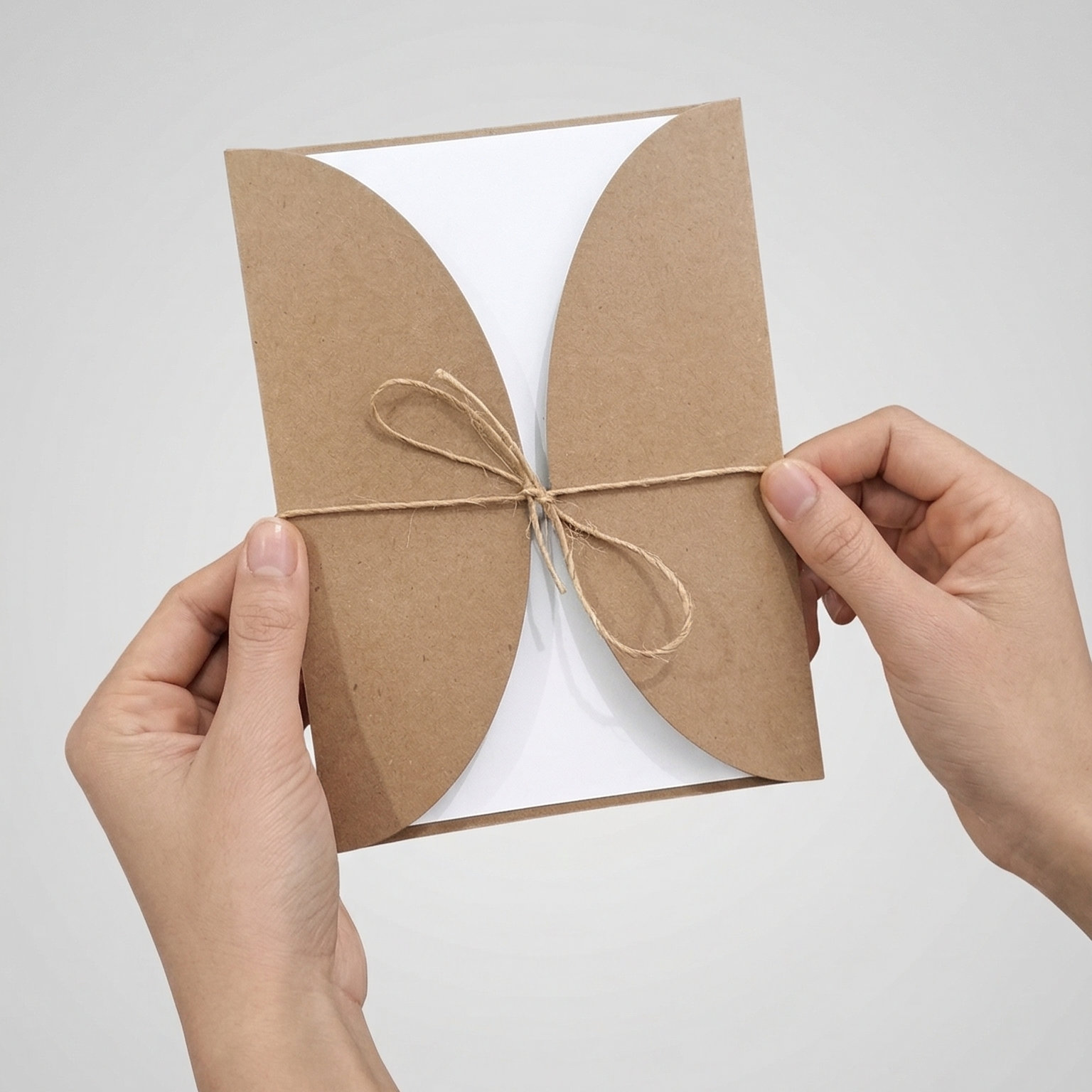 Envelope artesanal segurado nas mãos